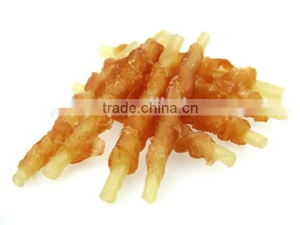 Wholesale Natural Dry Chicken and Bleached Rawhide Stick Wraps Pet Dog Snack photo-3