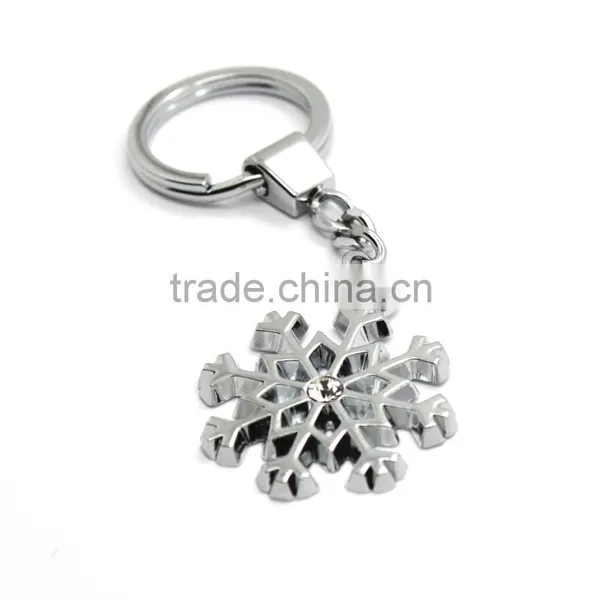 Custom Metal Silver Tone Snowflake Keychain for Christmas Promotional Gift photo-2