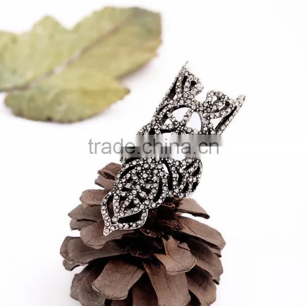 2015 China Wholesale Ashine Brand Europe&America Fashion Simple Hollow Statement Gunblack Silver Ring photo-3