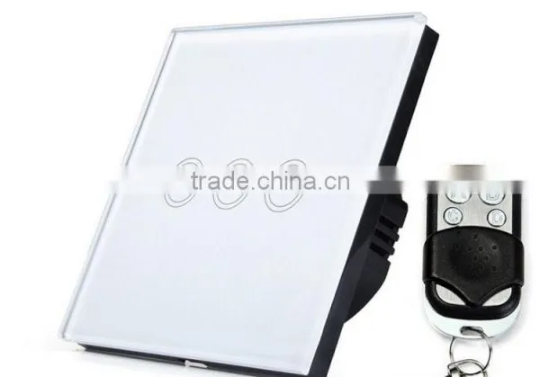US/ EU standards Modern tempered glass 3 gang 1way White Wall Electric Smart Touch Switch