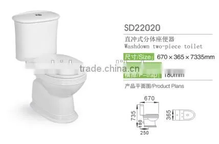 Wash Down P-trap Two Pieces Toilet Ceramic Material Made in China photo-2