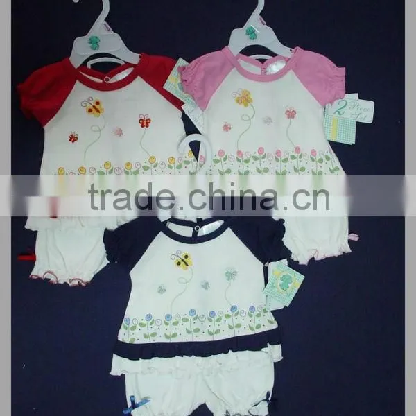 100%cotton Factory OEM Baby Clothes 2pcs Set Girl Printed