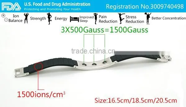 Noproblem P071 FDA Tourmaline Germanium Stainless Steel Energy Sports Fashion Magnetic Charm Silicone Bracelet photo-6