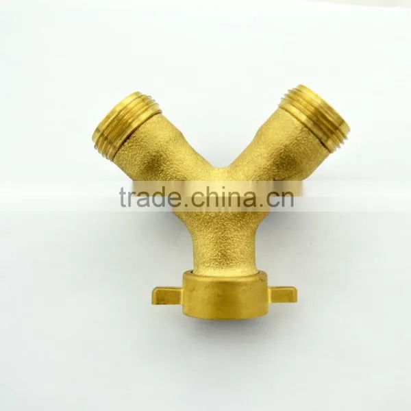 Brass Y Shut-off Valve Two Way Garden Hose Valve Y Shape Connector Water Valve With Butterfly Handle photo-3