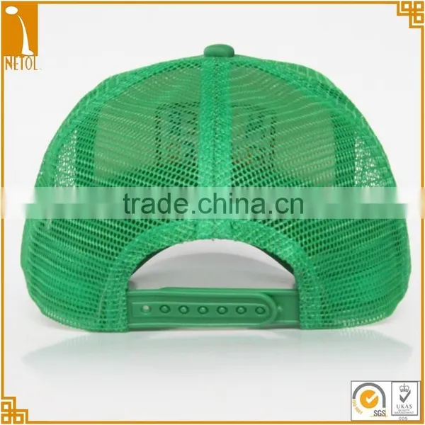 Custom Green Unisex Embroidered Character 5 Panel Curved 100%cotto n Mesh Trucker Baseball Wholesale photo-3