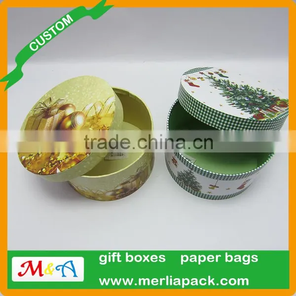 Round Christmas Storage Box Xmas Light the Bible Book Storage Oval Paper Mache Box photo-3