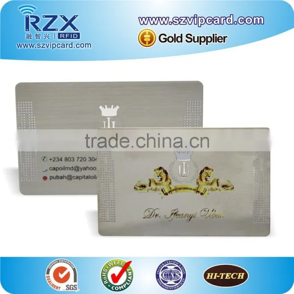 Hot Selling Silver Polished Membership Card Metal Business Card