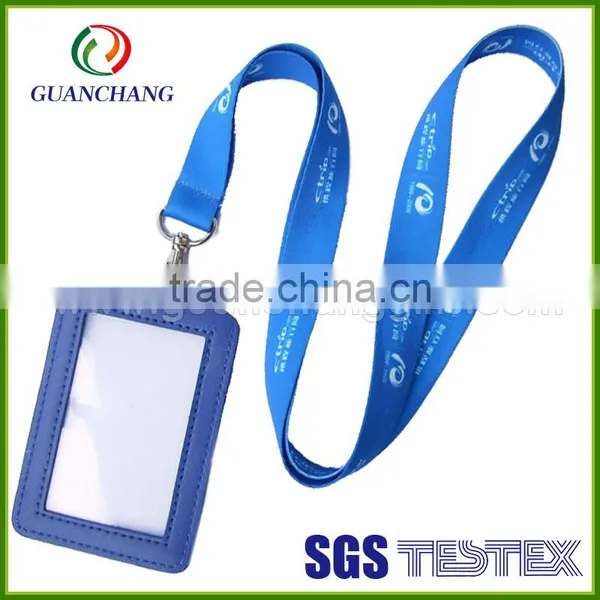 Custom Fashion High Quality pu Leather Business Card Holder Lanyard photo-4