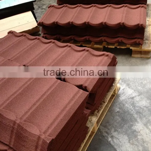 Stone Coated Metal Roof Tile1170*420*0.4mm Purple/wine Red/green/black Roof Tile for Prefab Houses photo-3