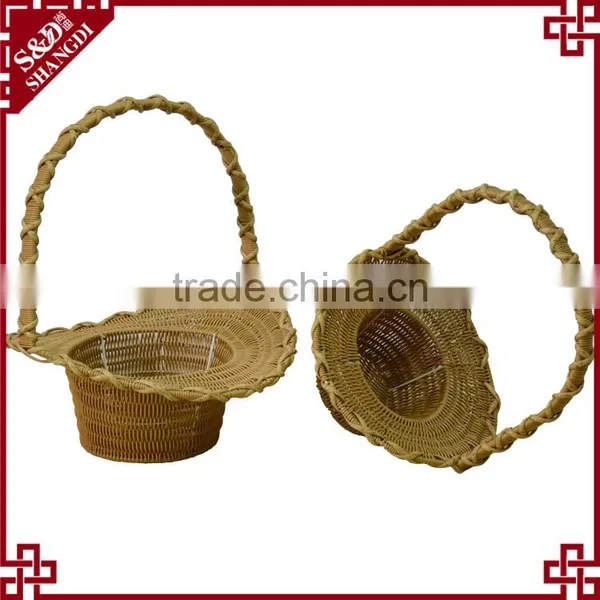 Food Grade Plastic Wicker Flower Girl Basket Decorative Empty Gift Basket photo-2