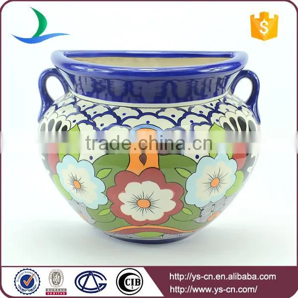 YSfp0010 Handprint Antique Flower Pot With Colorful Designs photo-5