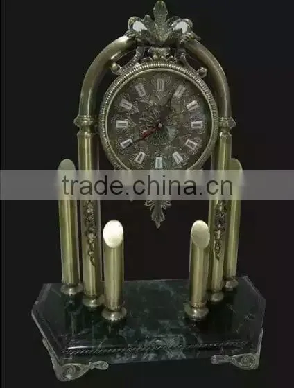 Magnificent Bright Gold Gilt Brass Mantel Clock, Black Marble Base Mantel Clock photo-2