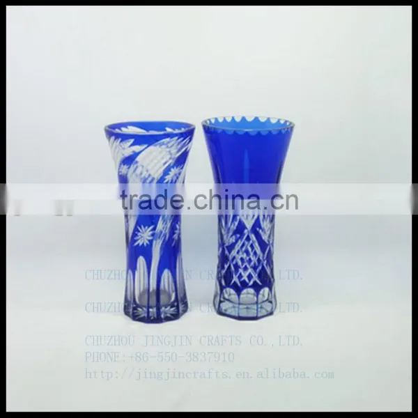 Modern Hand Cut Overlay Single Flower Crystal Glass Vase/red Green photo-5