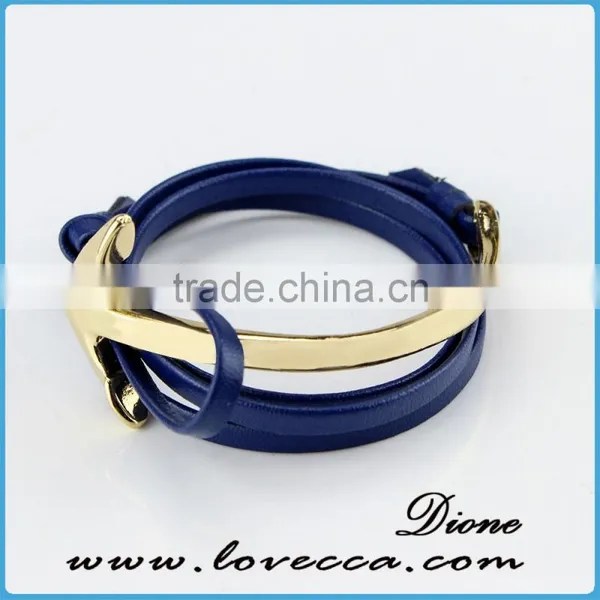 Fashion Jewelry Wholesale Leather Steel Anchor Hook Bracelet Men ,Custom Jewelry Nautical Bracelet Leather photo-6