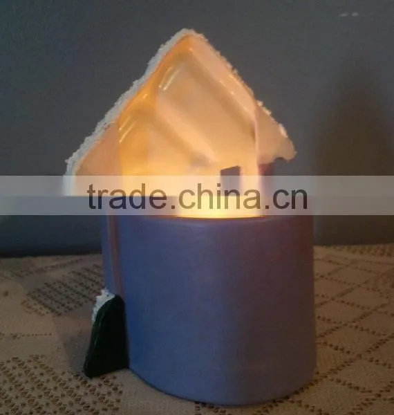 Hand Painted Ceramic Christmas Village Tea Light Holders photo-2