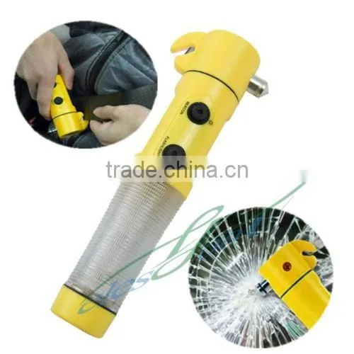 4 In1 LED Flashlight Torch Belt Cutter Safety Car Auto Emergency Escape Hammer photo-3
