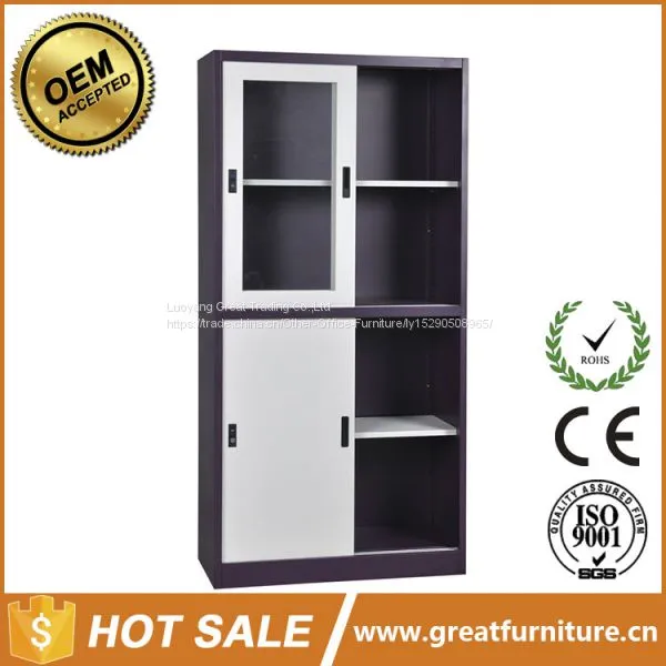 Professional Production Half Height Two Glass Sliding Door Steel File Cabinet With Low Price photo-2