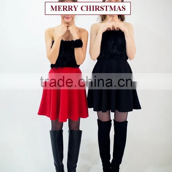 2017 Merry Christmas Sexy One Piece Girls Party Dresses Faux Fur Bust Christmas Costume HSD5490 photo-2