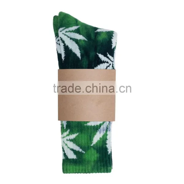 Basic Mens Cushion Weed Plant Life Leaf Tie Dye Color Socks photo-2