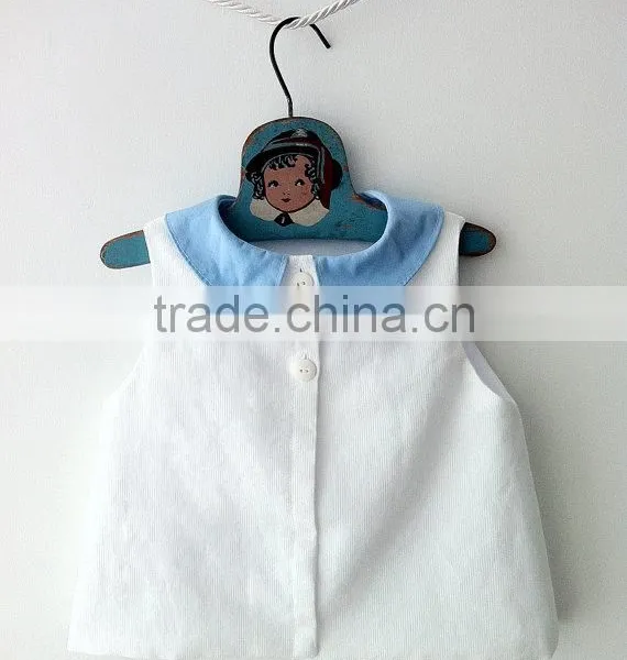 Wholesale Custom New Cute Baby Girl Clothes White Top and Blue Little Shorts photo-3