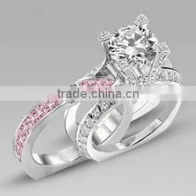 Trendy Fashion Wholesale Fine Jewelry Romantic cz Diamond Engagement Wedding Ring Set photo-2