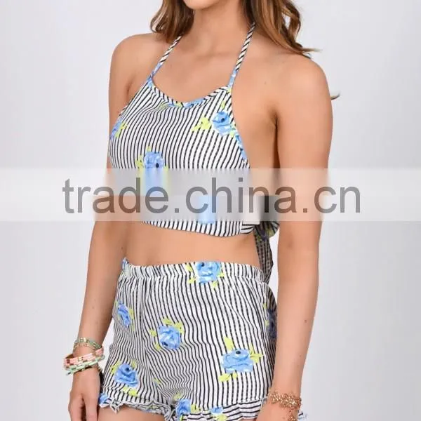Adorable Flexiblefloral Two Piece Swimsuits Fashion Floral Print Swimsuit photo-2