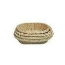 Oil-resistance Oval Rattan Bread Basket Tray In Biege For Bakery Shop