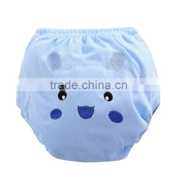 Pink Color Design Embroidered Soft Cotton Waterproof Reusable Baby Cloth Diaper photo-3
