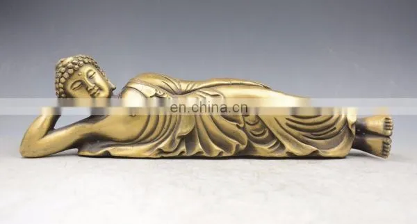 Thailand Temple Bronze Brass Rest Sleep Sakyamuni Reclining Buddha Statue