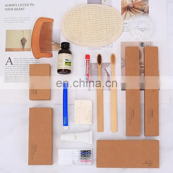 Hotel Bamboo Toothbrush Suite Bamboo Comb Kraft Paper photo-4