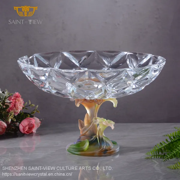 Nordic Home Office Hall Decor Custom Lily Pie Cake Fruit Crystal Dish Bowl photo-2