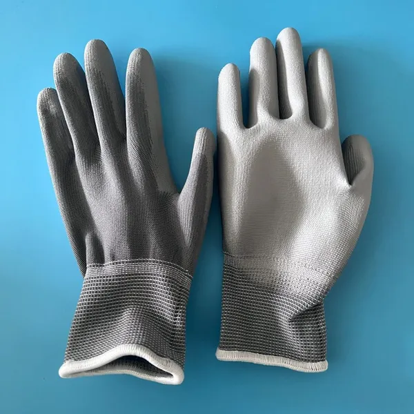 13Gauge Grey Polyester Liner Grey PU Coated Gloves PU/Polyurethane Coated Working Gloves photo-2