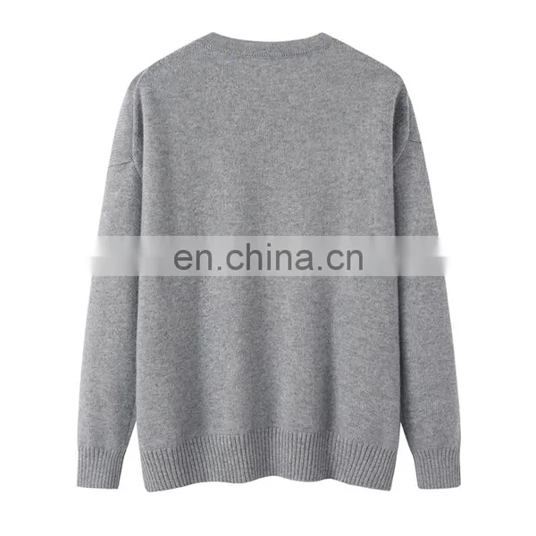 Customizable 100% Cashmere V-Neck Pullover High Quality Knitted Side Split Sweater Plus Size Casual for Winter & Autumn photo-2