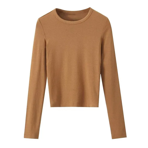 European and American Round Neck Seam Long Sleeve Base Layer Shirt for Women, New Autumn and Winter Style, Slimming and Figure-hugging Inner Wear T-shirt Top. photo-3