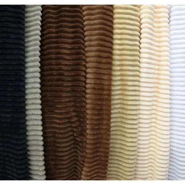 100% Polyester Plush Fabric Wide Wale Corduroy Flannel Fleece Fabric photo-2