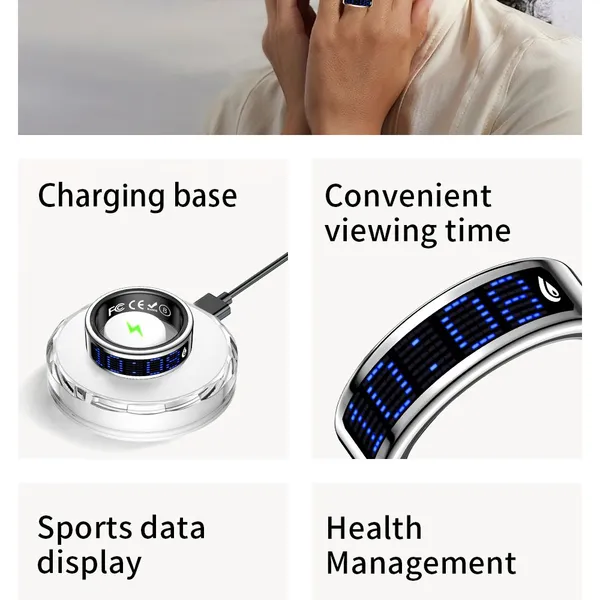 Mart Ring With Heart Rate Blood Oxygen Step Counting Sleep Monitoring and Body Temperature Monitoring Caller ID Information Reminder photo-2