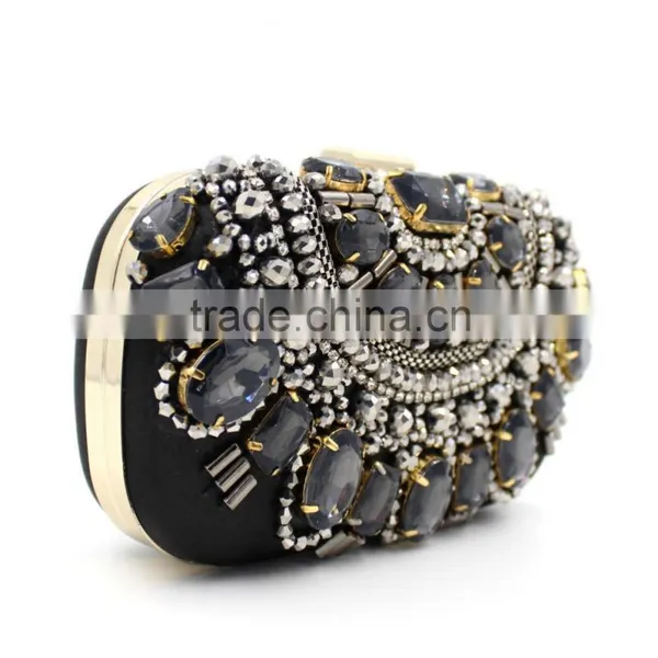 Handmade Heavy Manual Hot Sale Big Stone Ambroidered Clutch Bag photo-3