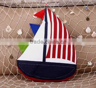 Latest Design Fancy Sailing Boat Cotton Fabric Cushion Handicraft Particular Pillow Made in China photo-5