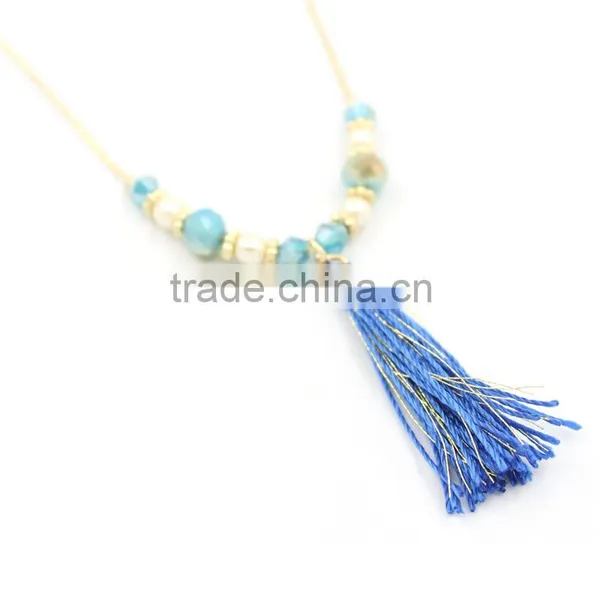 Chic Women's Mixed Corlors Tassel Beads Long Fashoin Necklaces Jewelry 2016 photo-3
