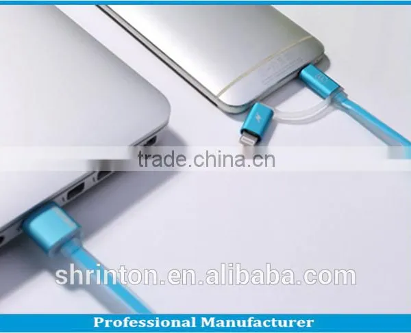 MFI Certified Factory Customized Logo Light Double Speed Fast Charge 5 Pin Light LED Micro USB Cable photo-3