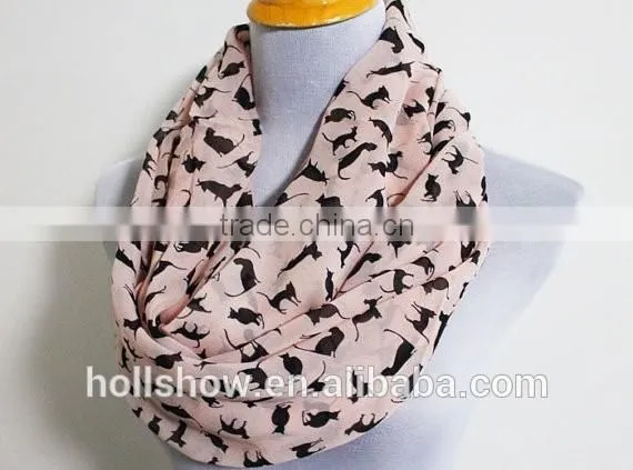Hot Sale Cat Printed Infinity Women Fashion Chiffon Scarf photo-5