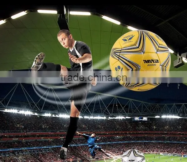(120499)High Quality Shiny PU Leather Butyl Bladder Soccer Ball Big Blue Star Design Football Quality Choice photo-2
