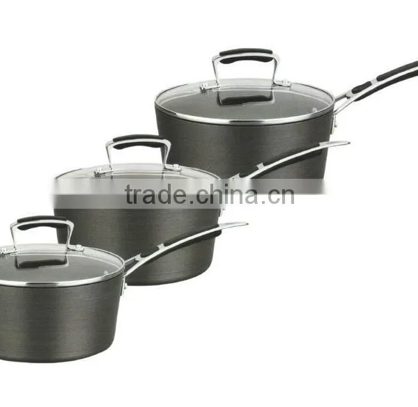 3PCS Sauce Pan Set Aluminum Hard Anodized Nostick Coating C1114