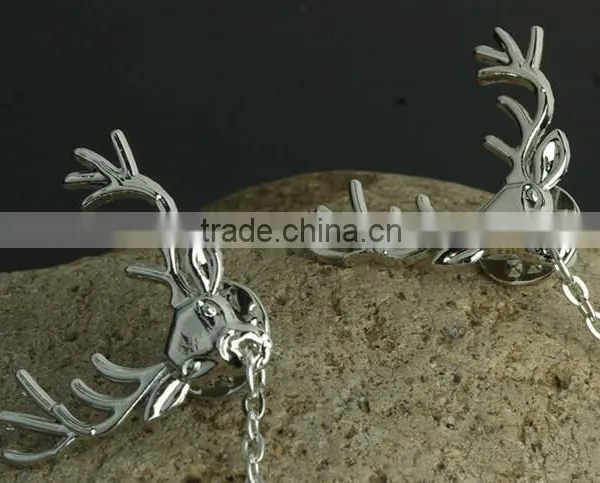 Antler Sweater Chain Clips Cardigan Clips Collar Clips Gold Sweater Guard Brooch photo-6