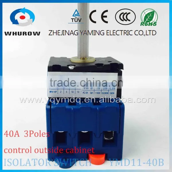 Isolator Switch With YMD11-40B With Padlock Aluminum Pole 40A 3 Poles Load Break Power Cut off Operate Outside Cabinet photo-2
