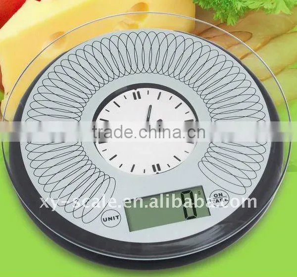 Round Sharp Digital Kitchen Scale With Clock Function Tare Function photo-2