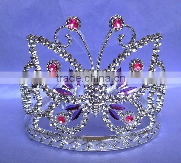 8.6cm Highx12cm Diameter Fashion Metallic Silver Plastic Tiara Bride Tiaras and Crowns