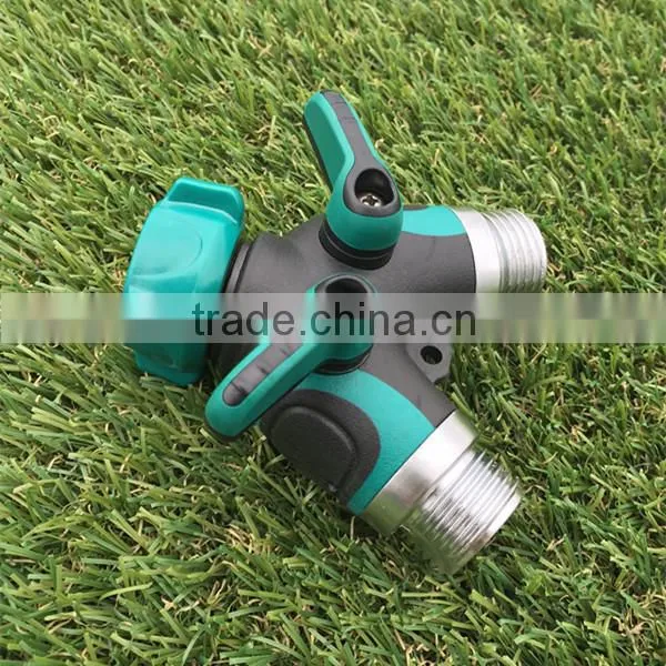 3/4" Colorful Lawn and Garden Tools Two Way Hose Connector Y Valve With On/Off Coupling Valves photo-2