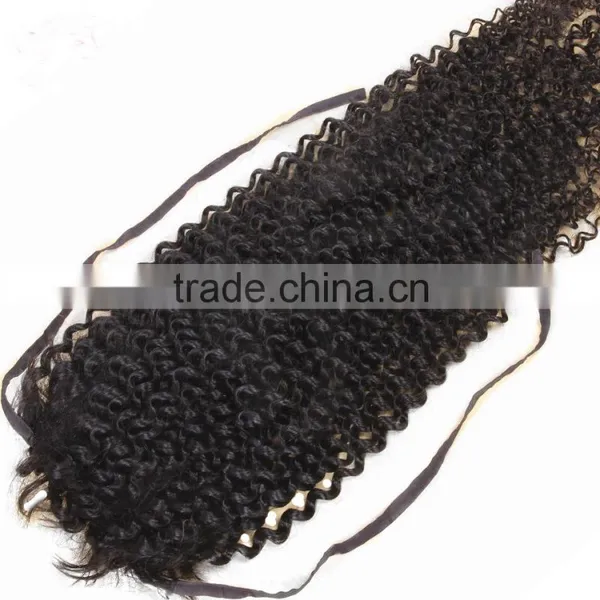 China Wholesale Cheap Grade 7A Afro Kinky Hair Ponytail Headband Raw Unprocessed Kinky Curly Ponytail photo-4