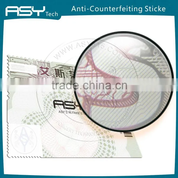 High Security Intaglio Printing Anti-Counterfeit Sticker Quality Choice